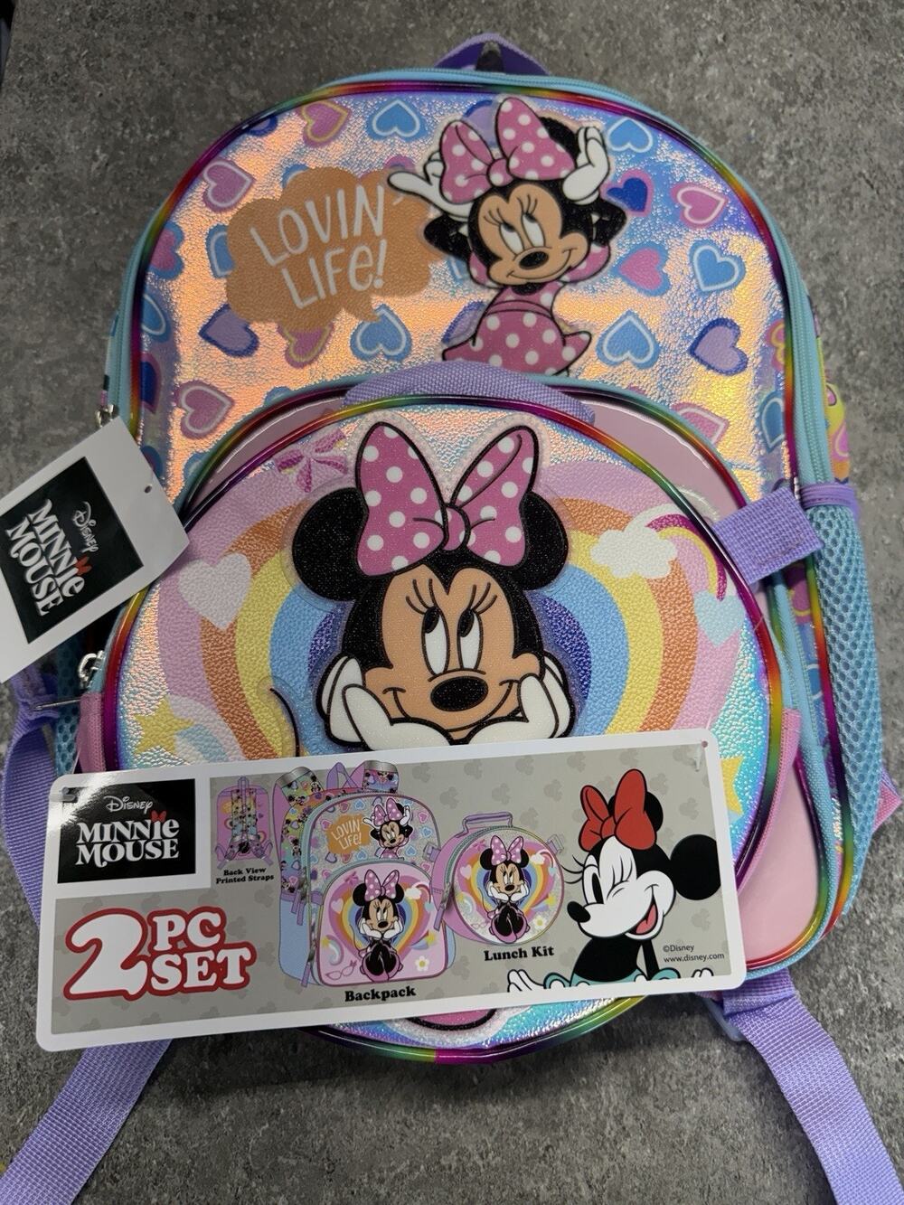 Disney Minnie Mouse 14" Toddler Backpack and Lunch Box Set, Pink
